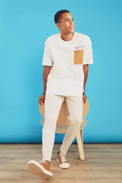 شلوار کتان مردانه سفید تیره دفاکتو