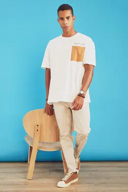 شلوار کتان مردانه سفید تیره دفاکتو