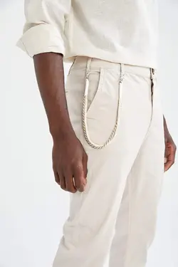 شلوار کتان مردانه سفید تیره دفاکتو