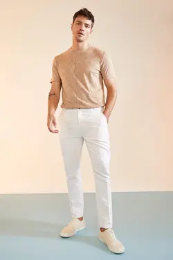 شلوار کتان مردانه بژ دفاکتو