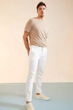 شلوار کتان مردانه بژ دفاکتو