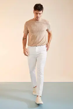 شلوار کتان مردانه بژ دفاکتو