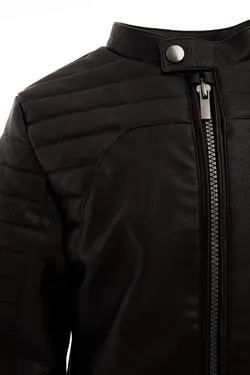 کت چرم پسرانه سیاه دفاکتو