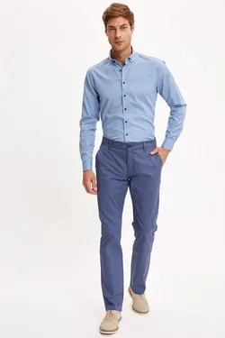 شلوار کتان مردانه آبی دفاکتو