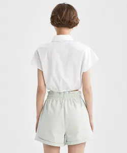 شومیز آستین کوتاه زنانه سفید دفاکتو