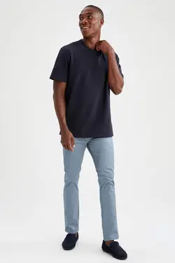 شلوار کتان مردانه آبی دفاکتو