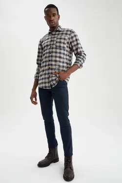 شلوار کتان مردانه سرمه ای دفاکتو