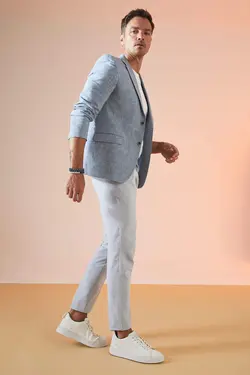 شلوار کتان مردانه آبی دفاکتو