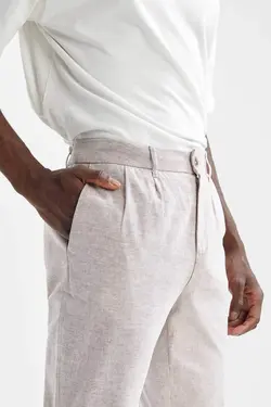 شلوار کتان مردانه قهوه ای دفاکتو