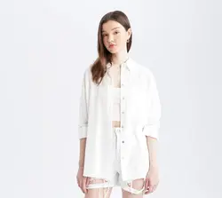 شومیز آستین بلند زنانه سفید دفاکتو