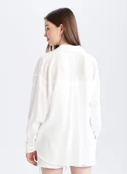 شومیز آستین بلند زنانه سفید دفاکتو