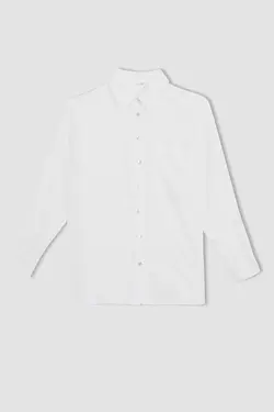 شومیز آستین بلند زنانه سفید دفاکتو