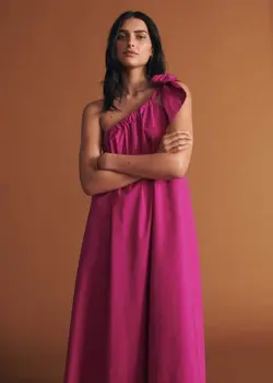 پیراهن بلند زنانه سرخابی منگو