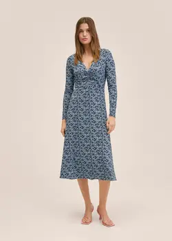 پیراهن بلند زنانه آبی منگو