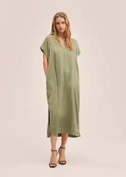 پیراهن بلند زنانه زیتونی منگو