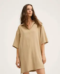 پیراهن کوتاه زنانه قهوه ای روشن منگو