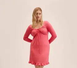 پیراهن کوتاه زنانه صورتی منگو