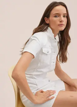 پیراهن کوتاه زنانه سفید منگو