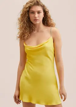 پیراهن کوتاه زنانه زرد پاستیلی منگو