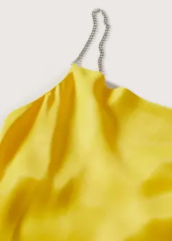 پیراهن کوتاه زنانه زرد پاستیلی منگو