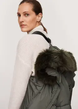 بارانی زنانه قهوه ای روشن منگو