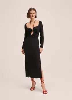 پیراهن میدی زنانه مشکی منگو