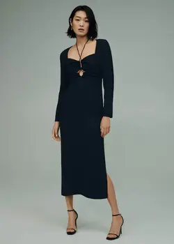 پیراهن میدی زنانه مشکی منگو