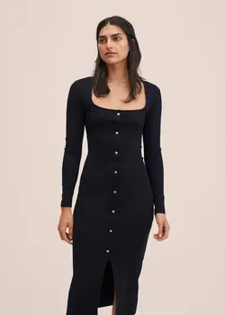 پیراهن میدی زنانه مشکی منگو