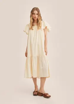 پیراهن میدی زنانه سفید تیره منگو