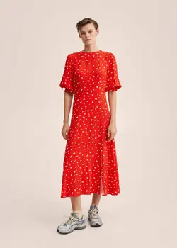 پیراهن میدی زنانه قرمز منگو