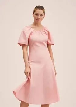 پیراهن میدی زنانه صورتی منگو