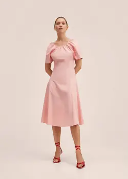 پیراهن میدی زنانه صورتی منگو