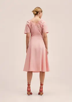 پیراهن میدی زنانه صورتی منگو