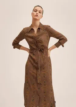 پیراهن میدی زنانه زرد تیره منگو