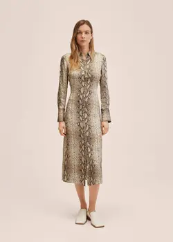 پیراهن میدی زنانه بژ منگو