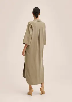 پیراهن میدی زنانه قهوه ای روشن منگو