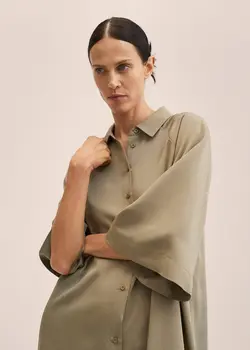 پیراهن میدی زنانه قهوه ای روشن منگو