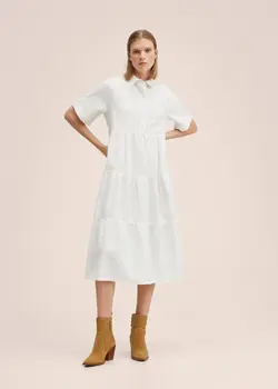 پیراهن میدی زنانه سفید منگو