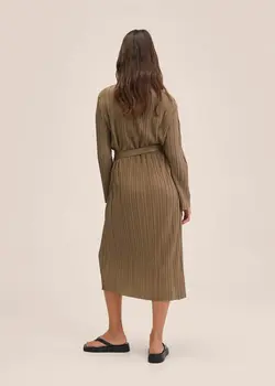 پیراهن میدی زنانه قهوه ای روشن منگو