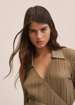 پیراهن میدی زنانه قهوه ای روشن منگو