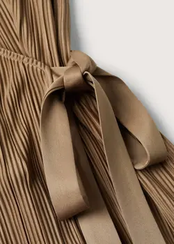 پیراهن میدی زنانه قهوه ای روشن منگو