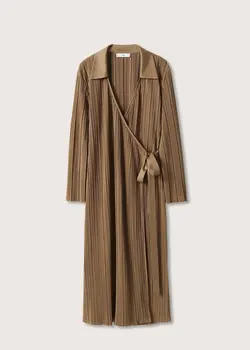 پیراهن میدی زنانه قهوه ای روشن منگو