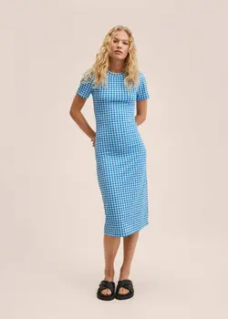 پیراهن میدی زنانه آبی منگو