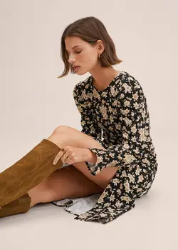 پیراهن میدی زنانه مشکی منگو