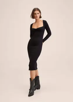 پیراهن میدی زنانه مشکی منگو