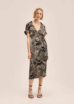 پیراهن میدی زنانه مشکی منگو