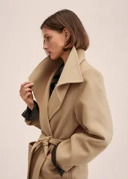 پالتو زنانه قهوه ای روشن منگو