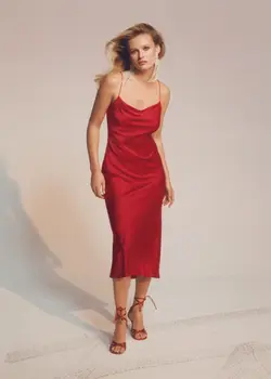 پیراهن میدی زنانه قرمز منگو