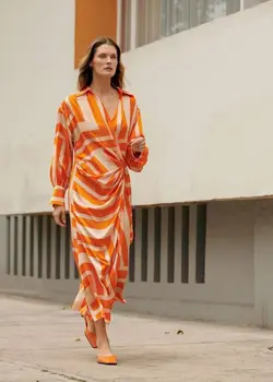 پیراهن میدی زنانه بژ منگو