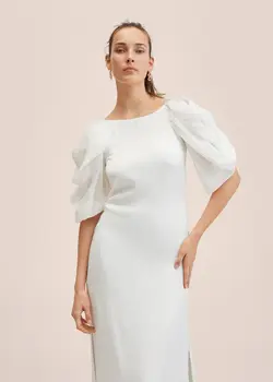 پیراهن میدی زنانه سفید تیره منگو